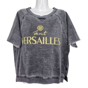 Wildfox "Take Me To Versailles" Boxy Fit Gray Short Sleeve Sweatshirt Pullover L